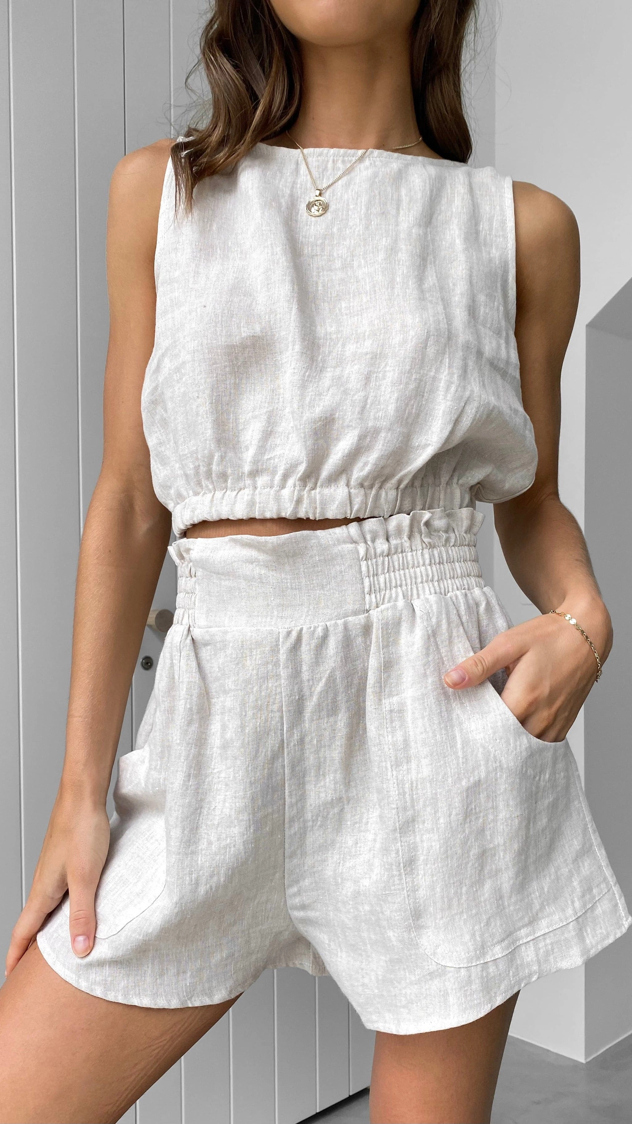Aimee Linen Top - Oat
