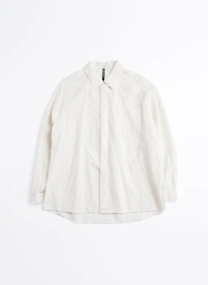 Albini Cotton Jacquard Long Sleeve Open Collar Shirt