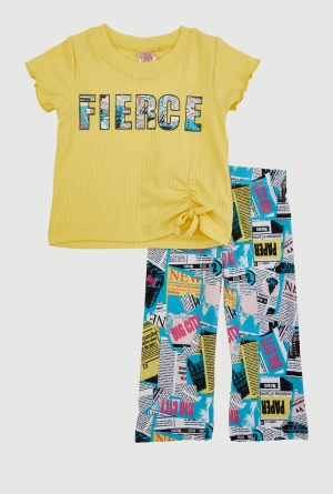 Baby Girls 12-24M Fierce Glitter Graphic Tee and Pants
