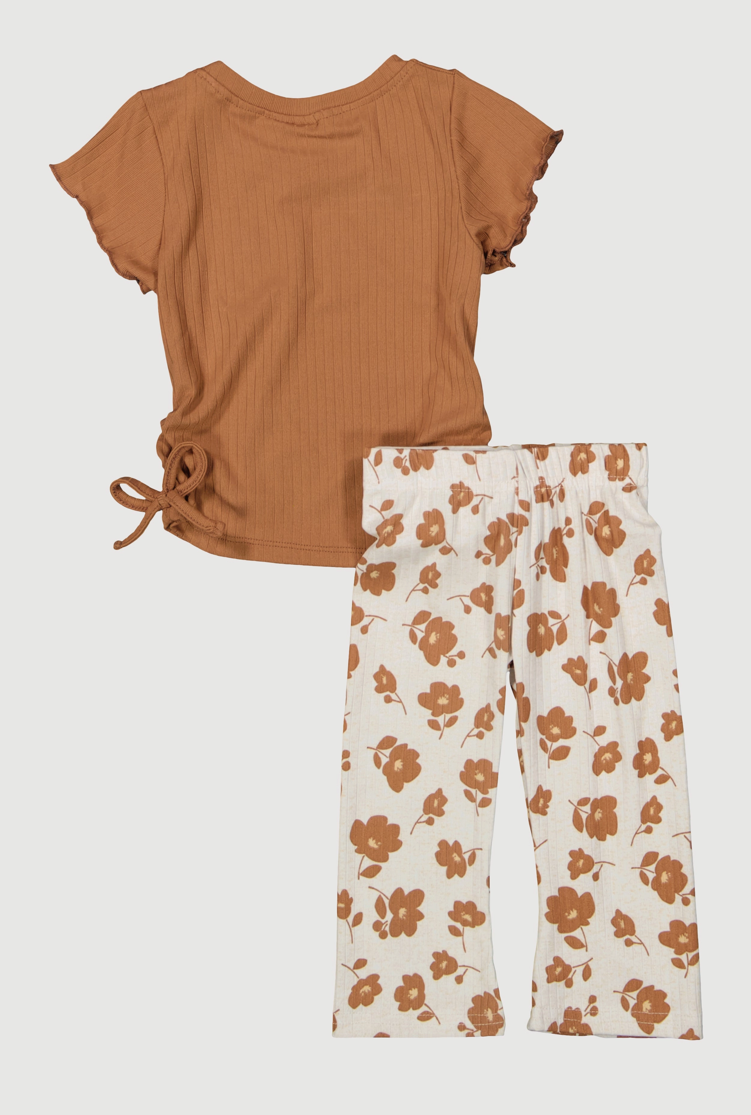 Baby Girls 12-24M Ribbed Short Sleeve Top and Floral Pants