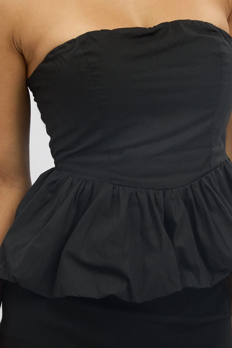 Black Bubble Bandeau Top Strapless