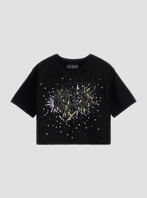 Black Fireworks Crop T-Shirt (7-16)