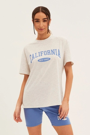 Blue Graphic T And Biker Shorts Set