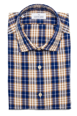 Blue Tan Plaid Shirt