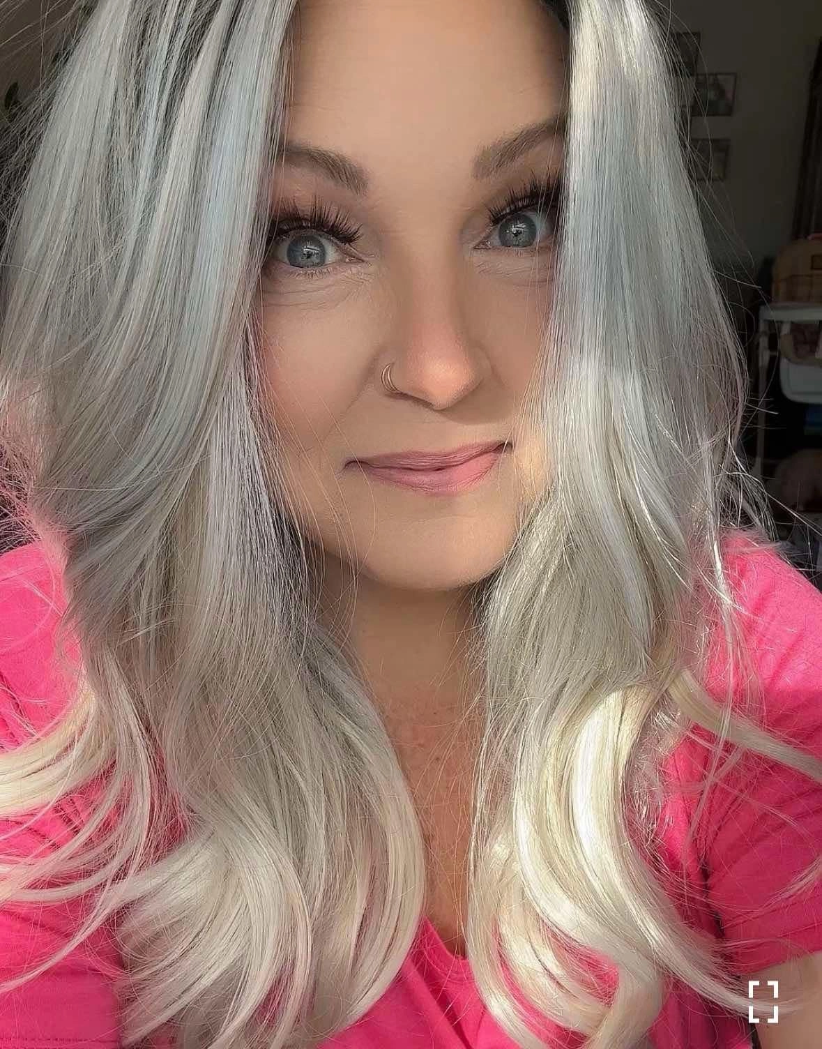 Brenda Collection-Bonnie Ashy Grey T Parting with rooting Natural Glueless Lace Front Wig-TK115-2433