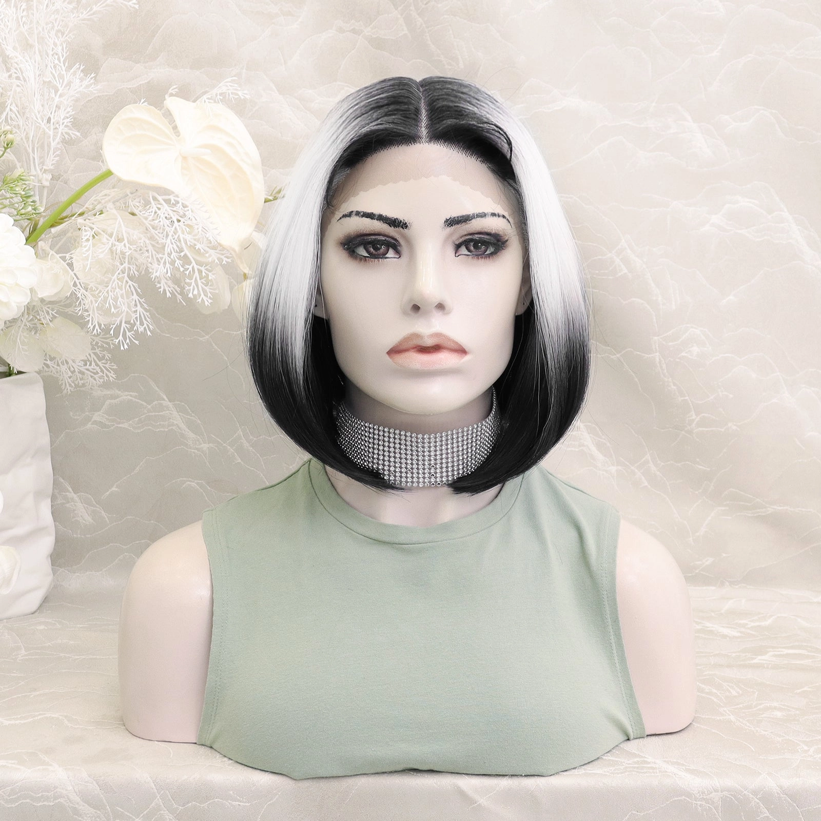 Brenda Collection-Debbie&Diva T-part pre-pluck glue less 10inches lace front wigs dip dyed with bob hair style