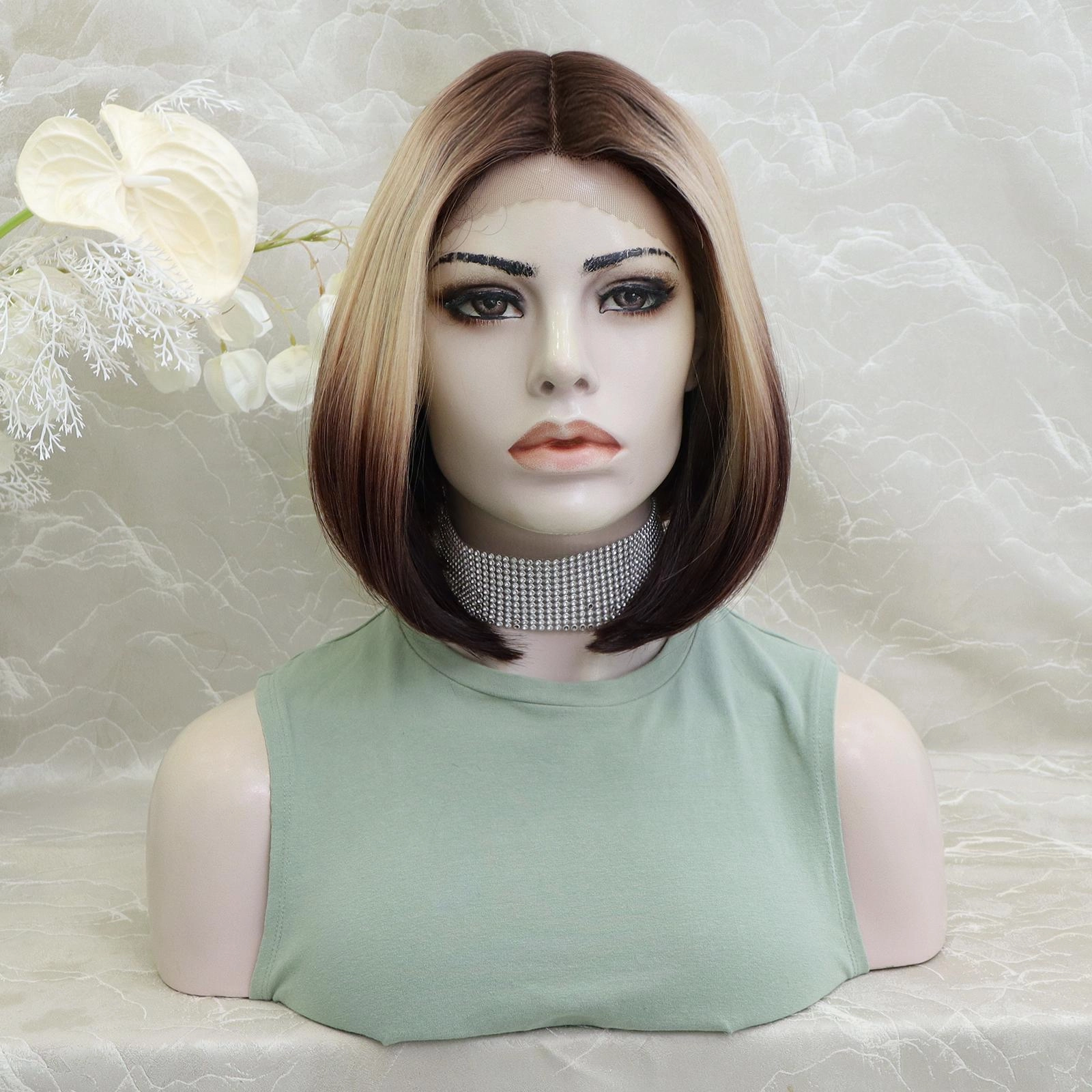 Brenda Collection-Debbie&Diva T-part pre-pluck glue less 10inches lace front wigs dip dyed with bob hair style