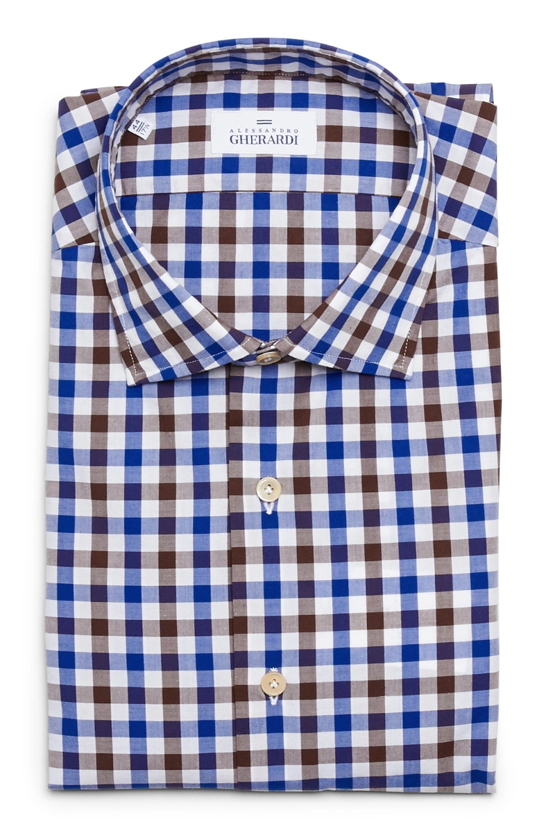 Brown Blue Plaid Shirt