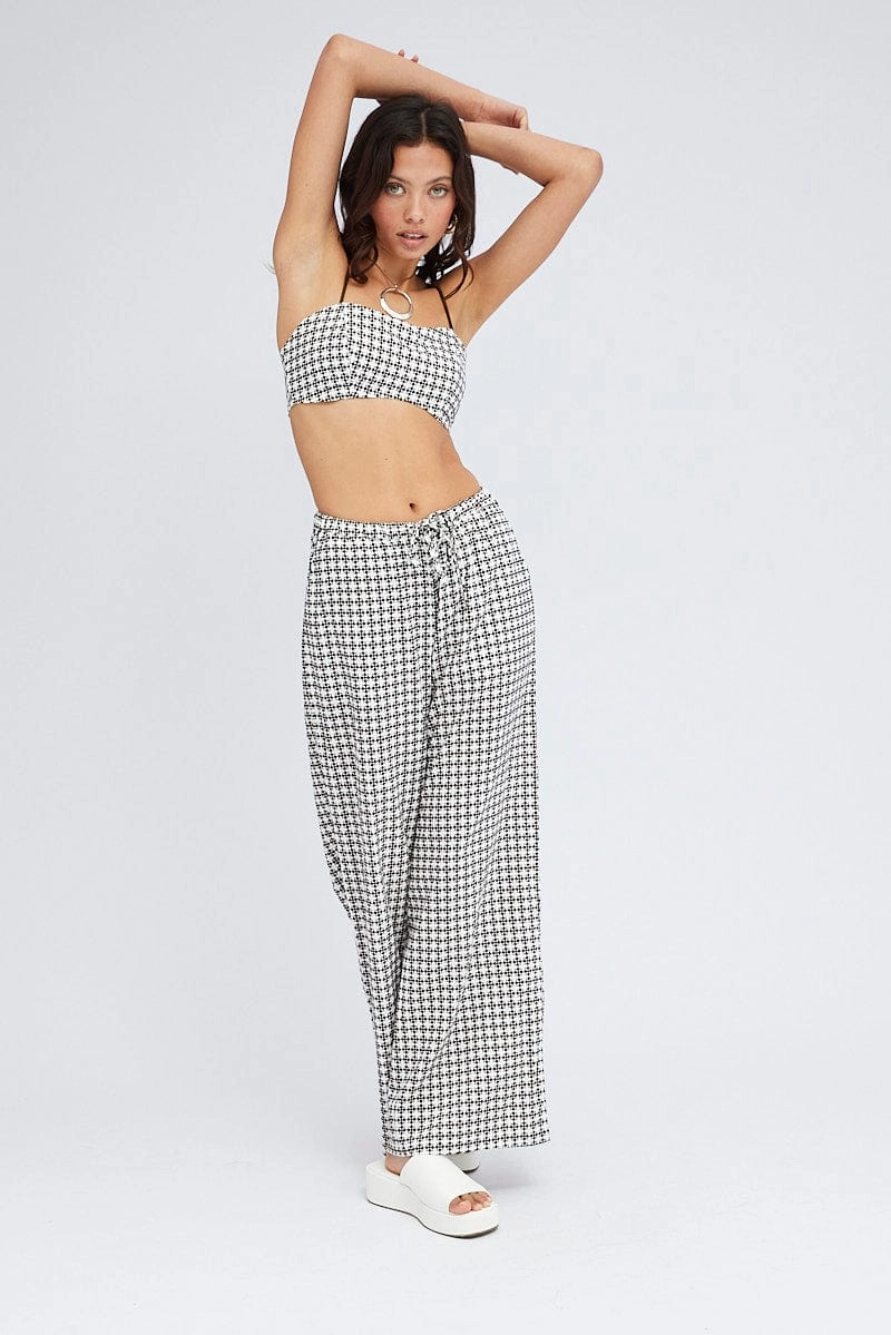 Brown Geo Bandage Top