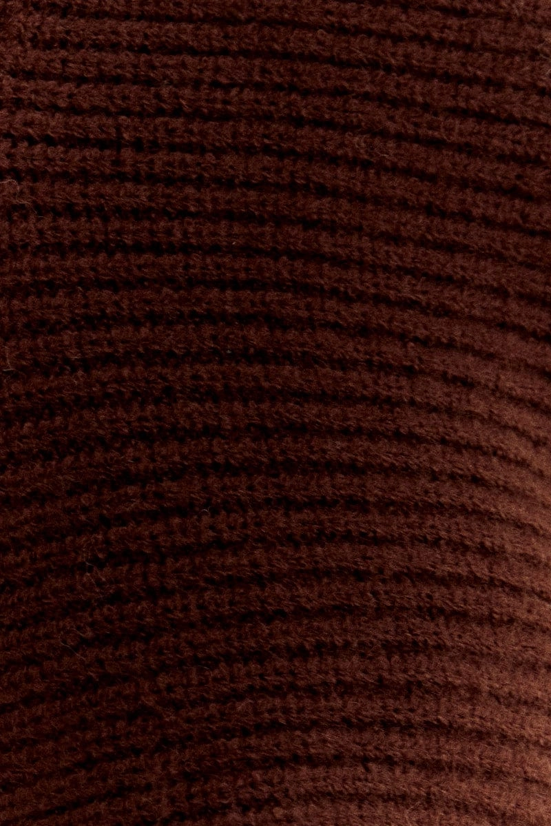 Brown Knit Jumper V-Neck Collared