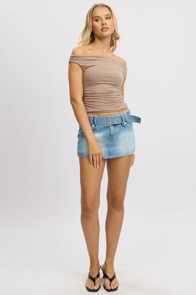 Brown Off Shoulder Top