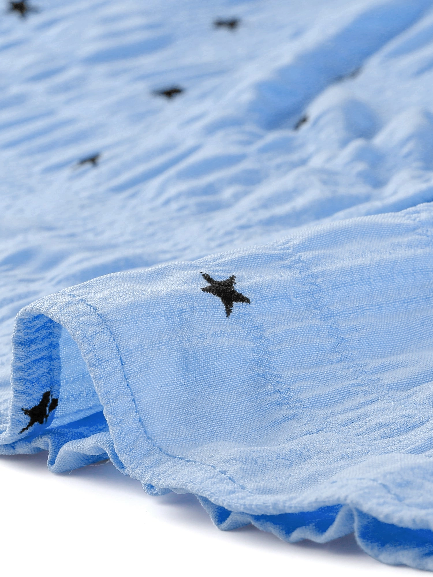 Casual Peter Pan Collar T Shirt Textured Stars Button Down Ruffle Top