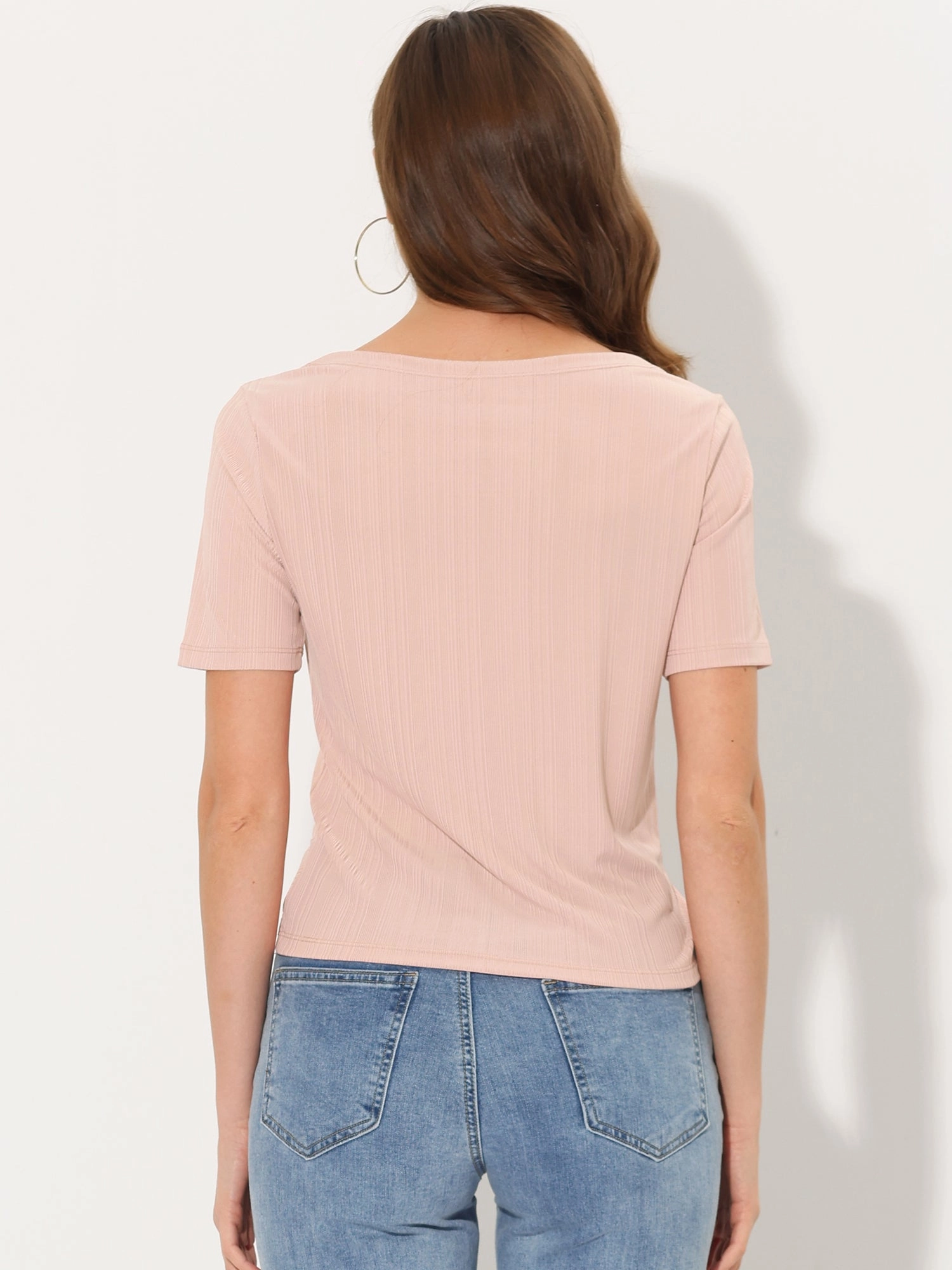 Casual Round Neck Short Sleeve Twist Knot Tee T-Shirt