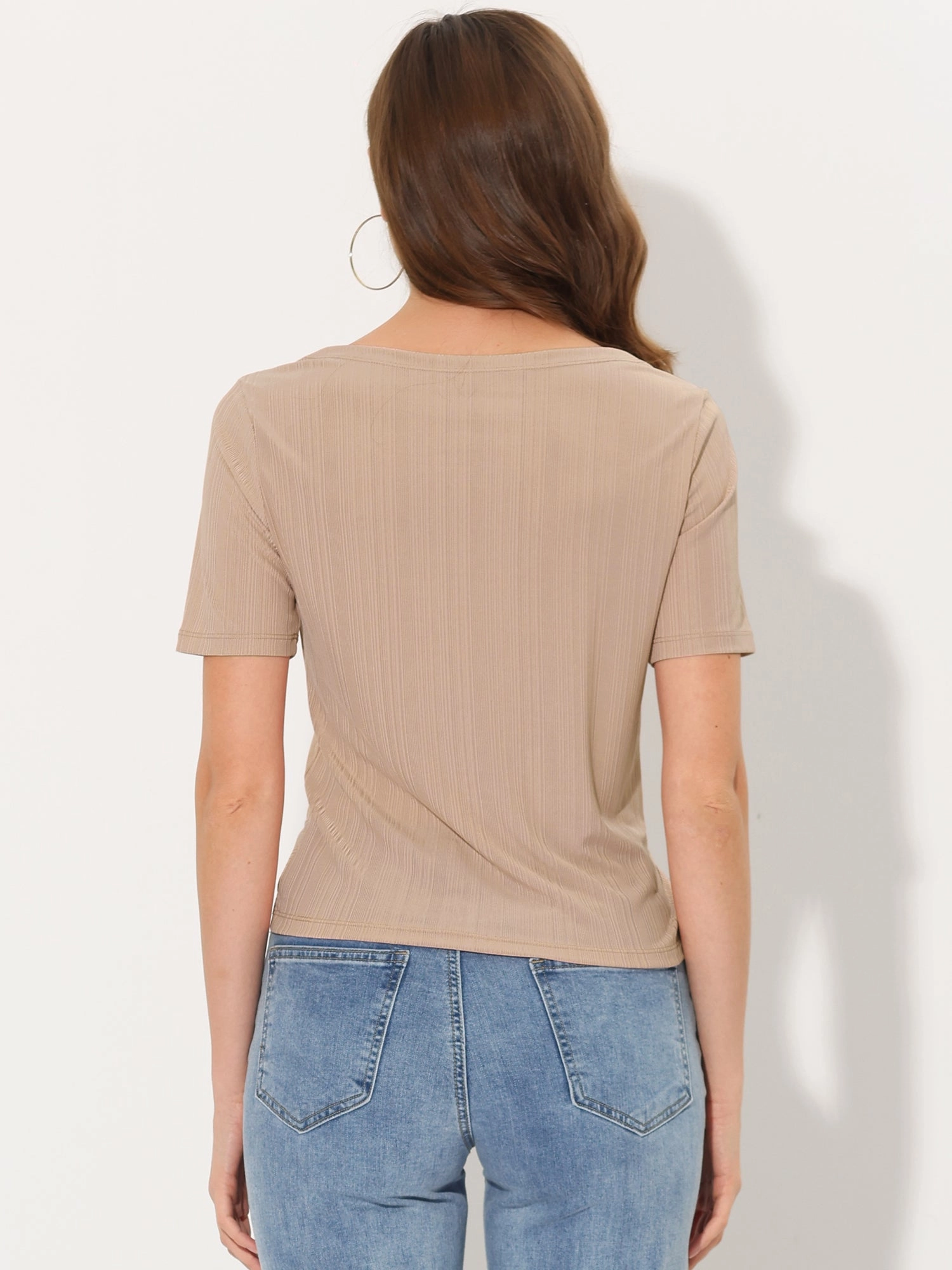 Casual Round Neck Short Sleeve Twist Knot Tee T-Shirt
