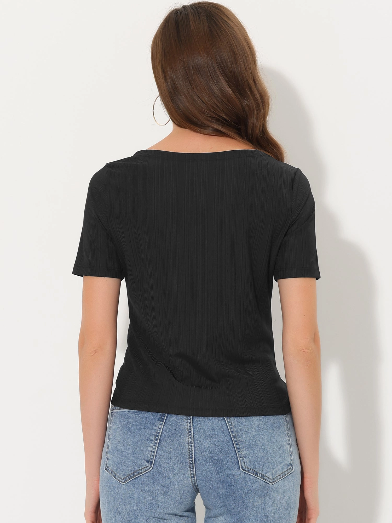 Casual Round Neck Short Sleeve Twist Knot Tee T-Shirt