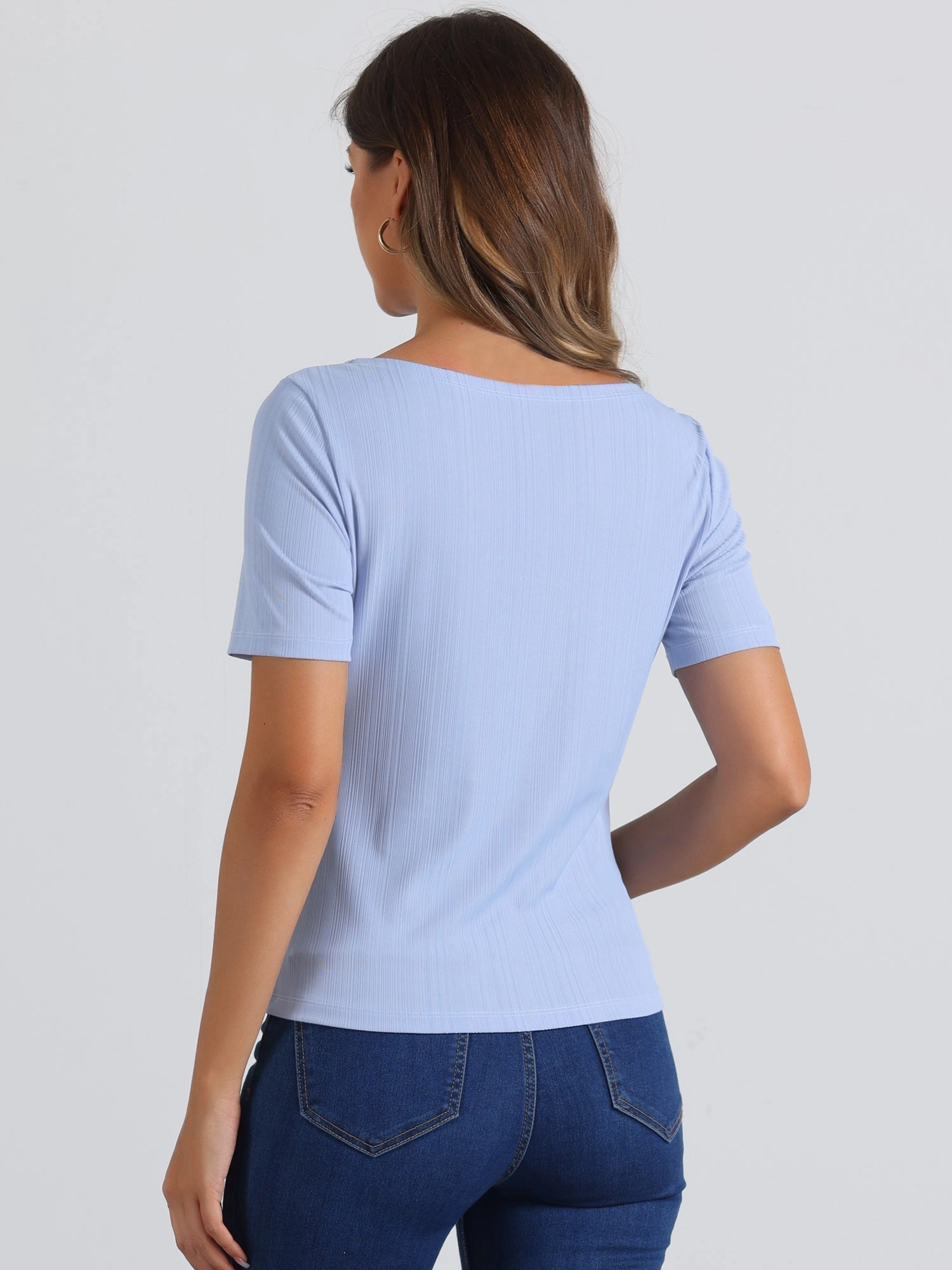 Casual Round Neck Short Sleeve Twist Knot Tee T-Shirt