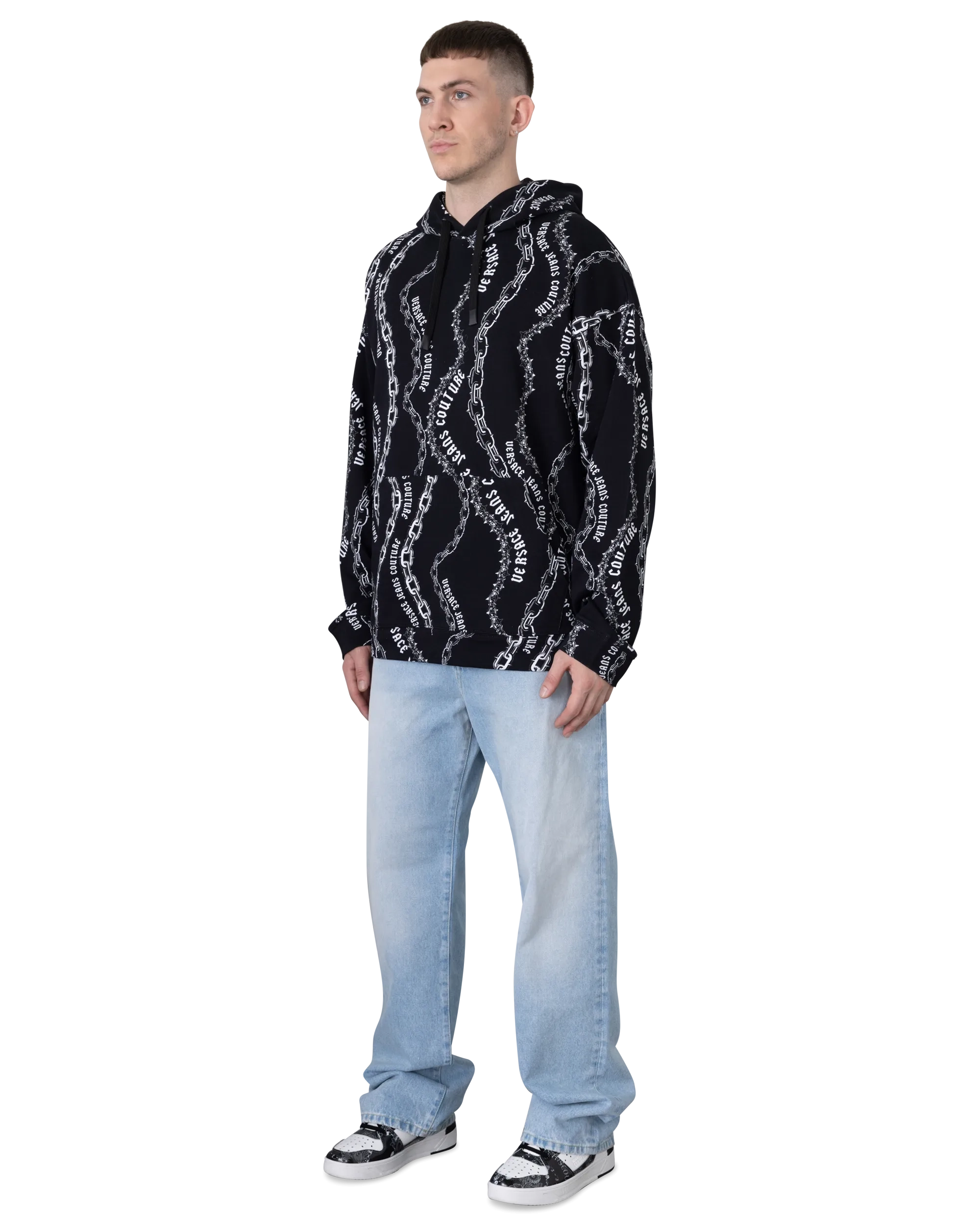 Chain Couture Loose-Fit Hoodie