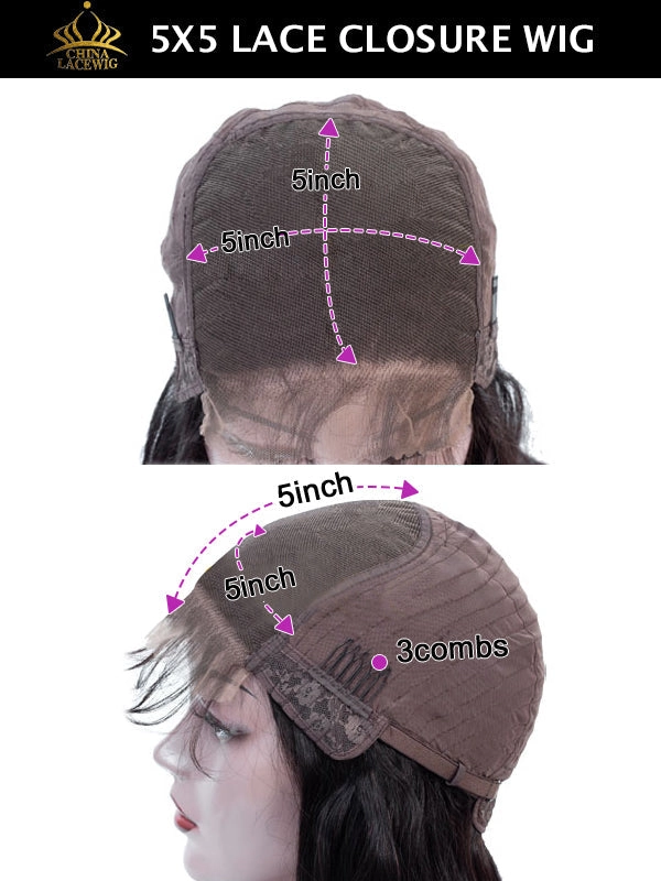 Chinalacewig Type 4C Edges Curly Baby Hairline Undetectable 5x5 HD Lace Front Wig Kinky Straight NEW007