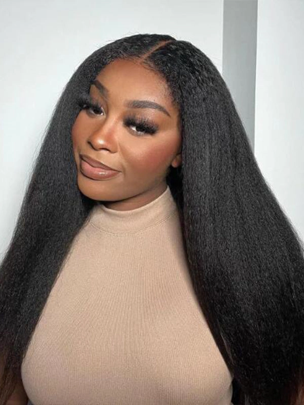 Chinalacewig Type 4C Edges Curly Baby Hairline Undetectable 5x5 HD Lace Front Wig Kinky Straight NEW007