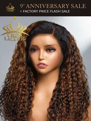 Chinalacewig Type 4C Edges Natural Hairline Undetectable Ombre Curly Wig CS08