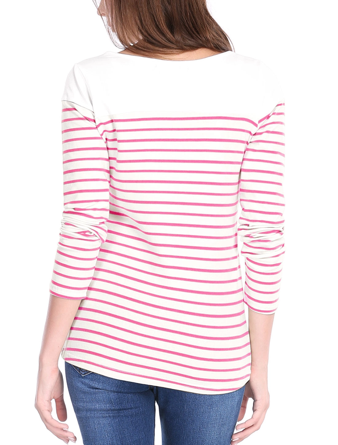 Color Block Long Sleeve Round Neck Striped T-Shirt