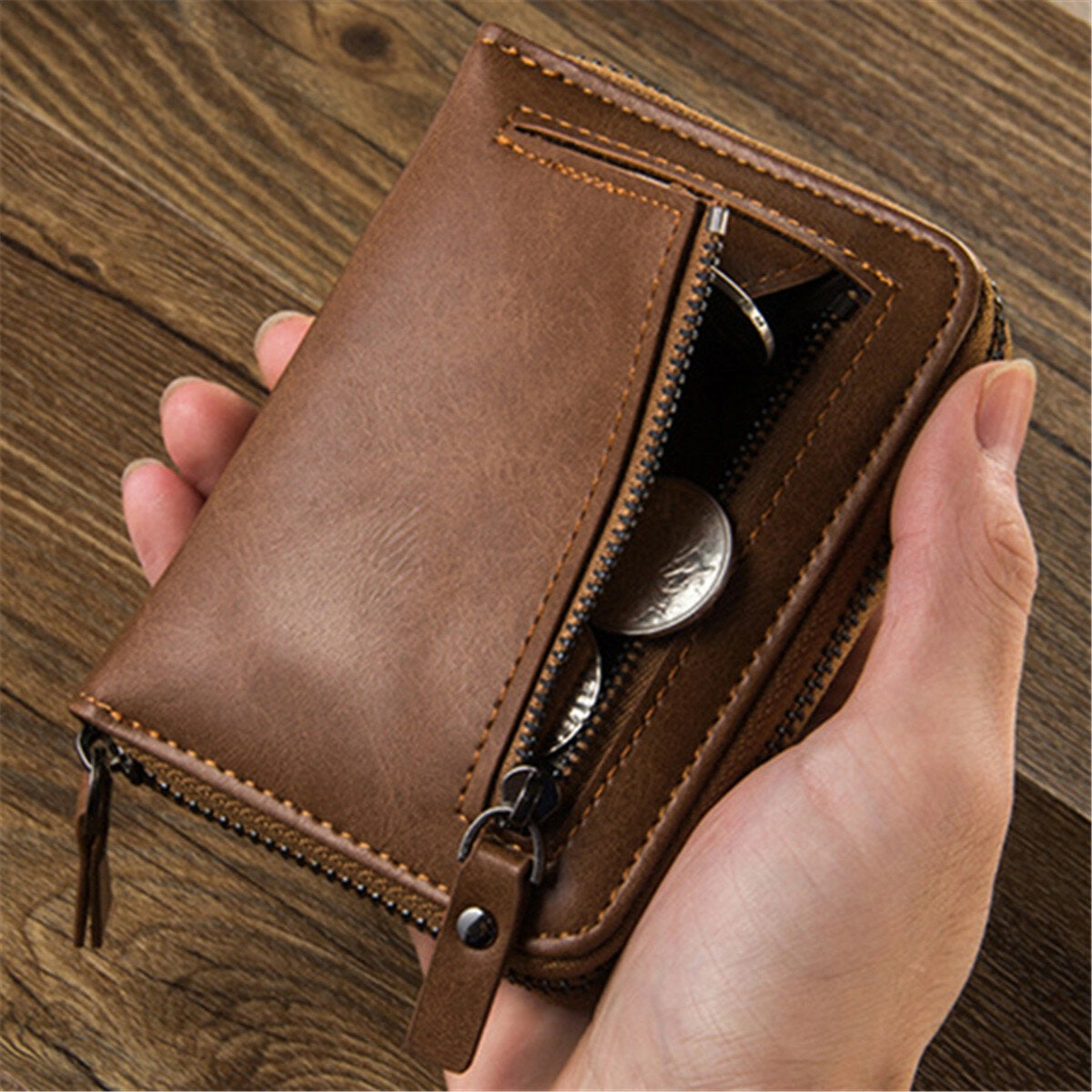 Couples Wallet Vintage PU Leather Short Zipper Card Holder Vertical Horizontal Wallets