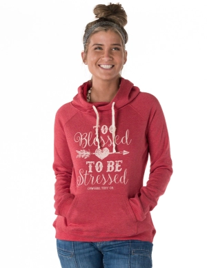 Cowgirl Tuff Womens Too Blessed Jr Fit Red Poly/Rayon Hoodie