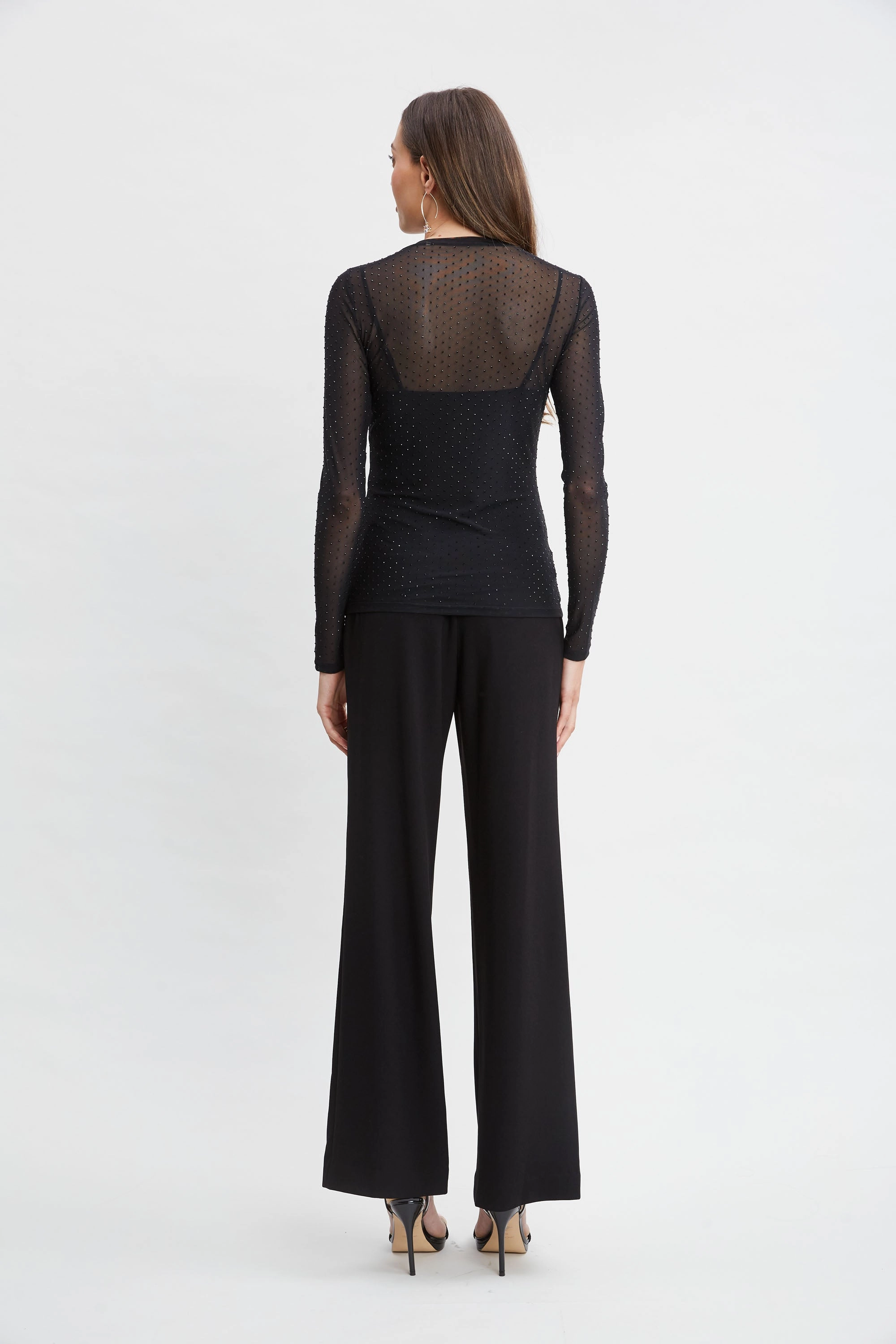 Crystal Mesh Long Sleeve Knit