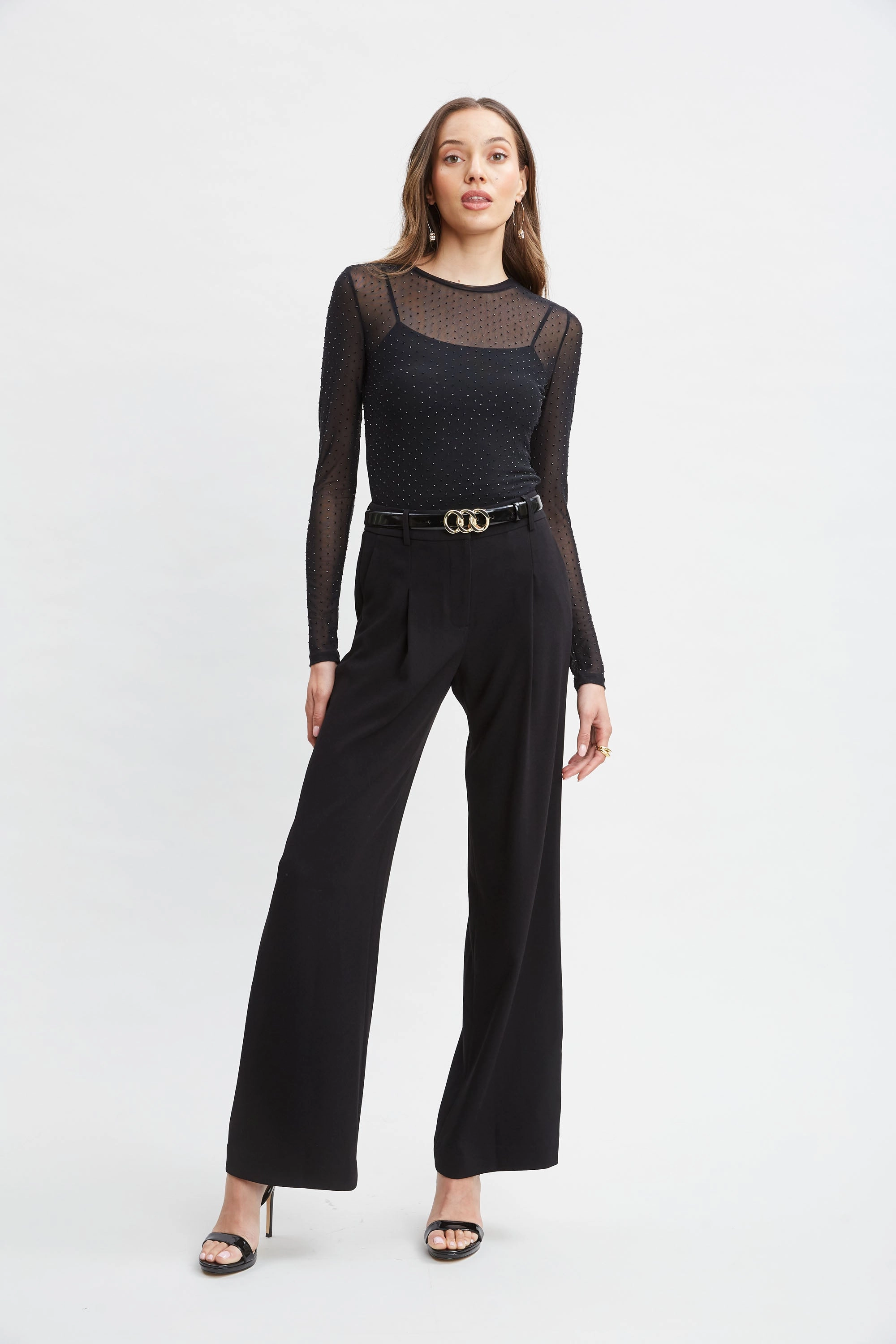 Crystal Mesh Long Sleeve Knit