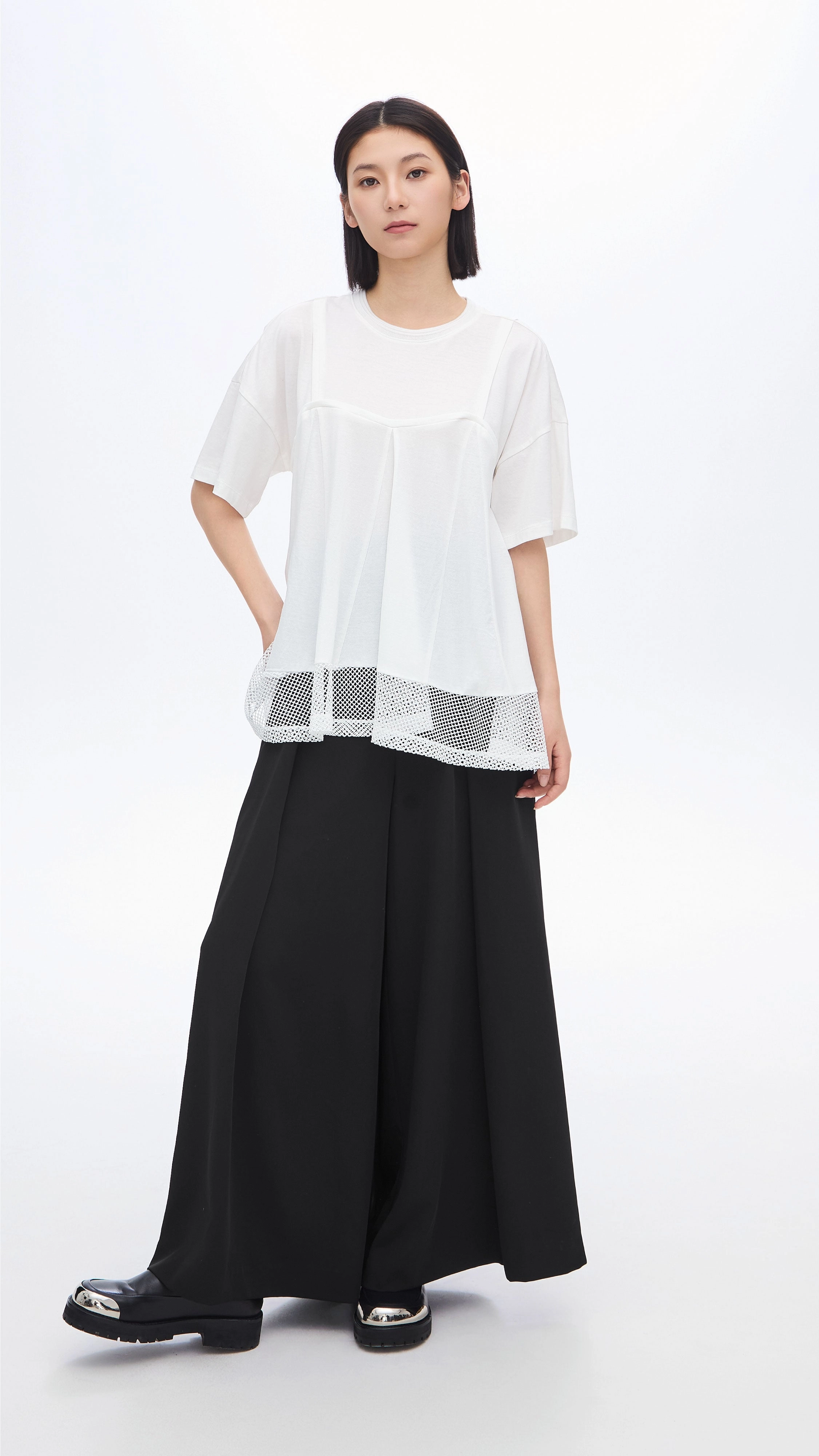 Cut-Sewn Patched Top