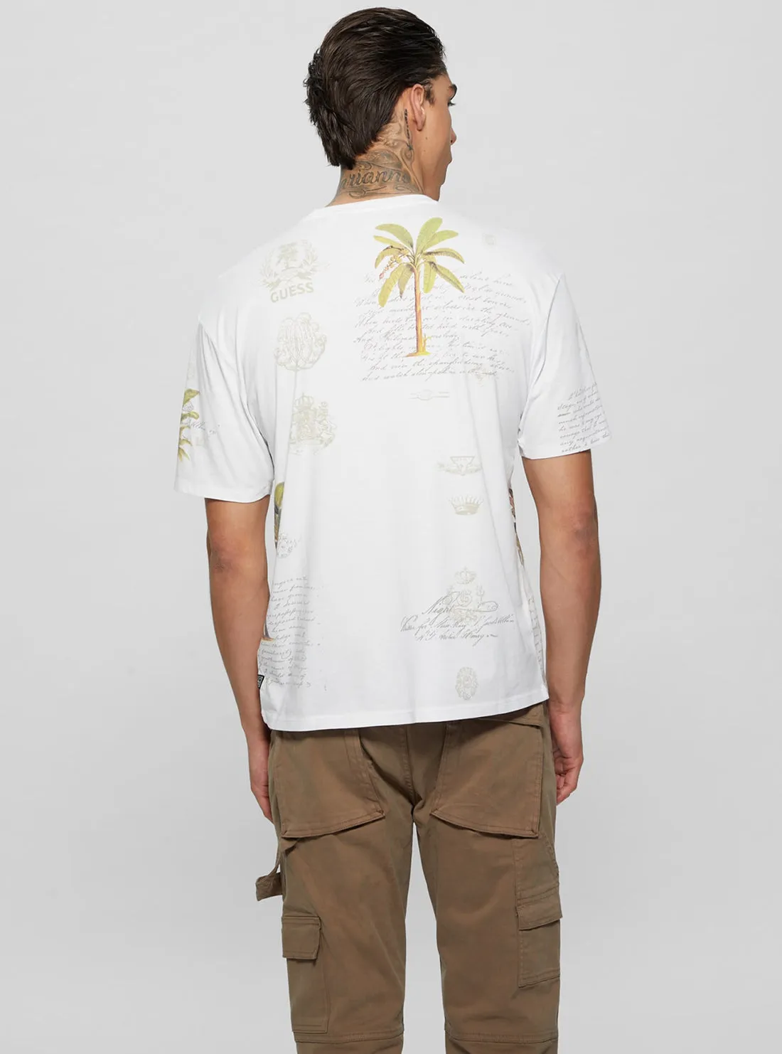 Eco White Palm Collage T-Shirt