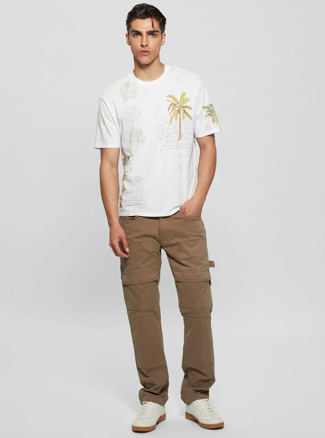 Eco White Palm Collage T-Shirt