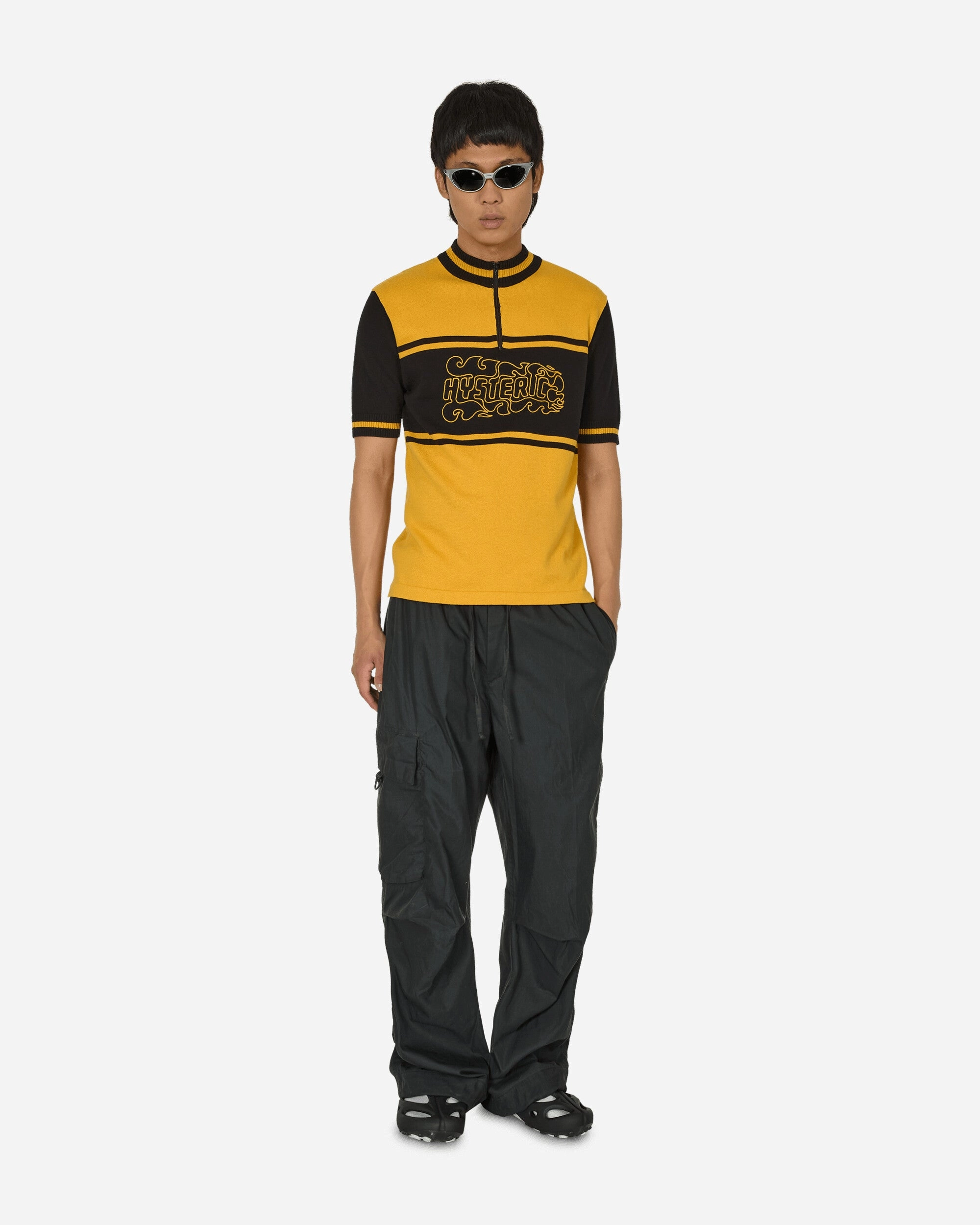 Flame Logo Embroidered Cycling Jersey Yellow / Black