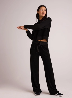 French Terry Wide Leg Sweatpant - Black