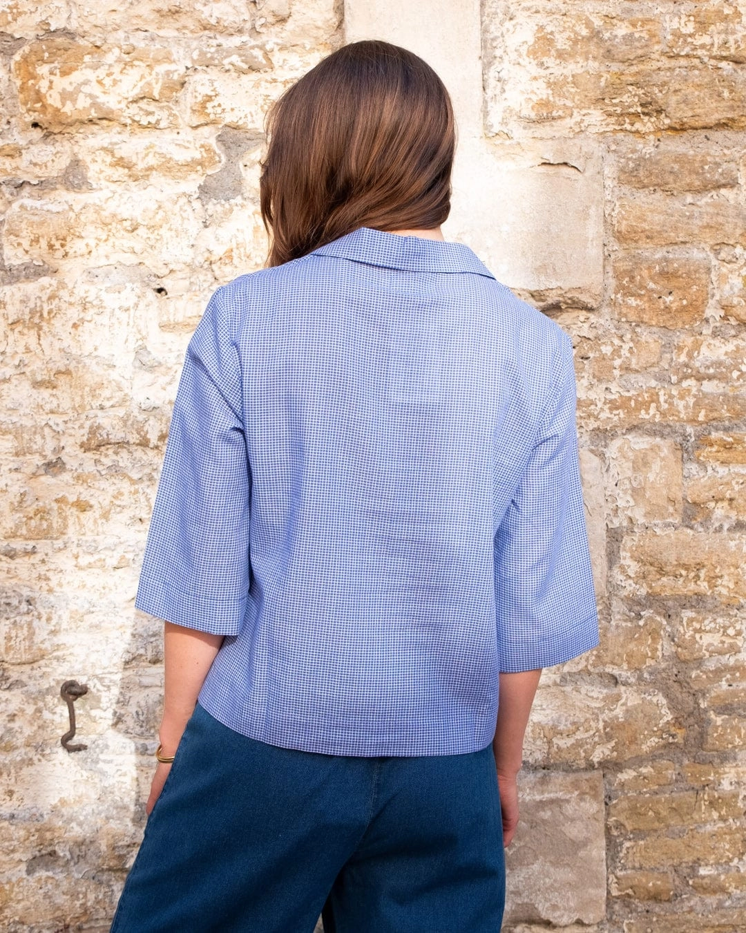 Gina Women's Cotton Casual Shirt | Little Blue Check