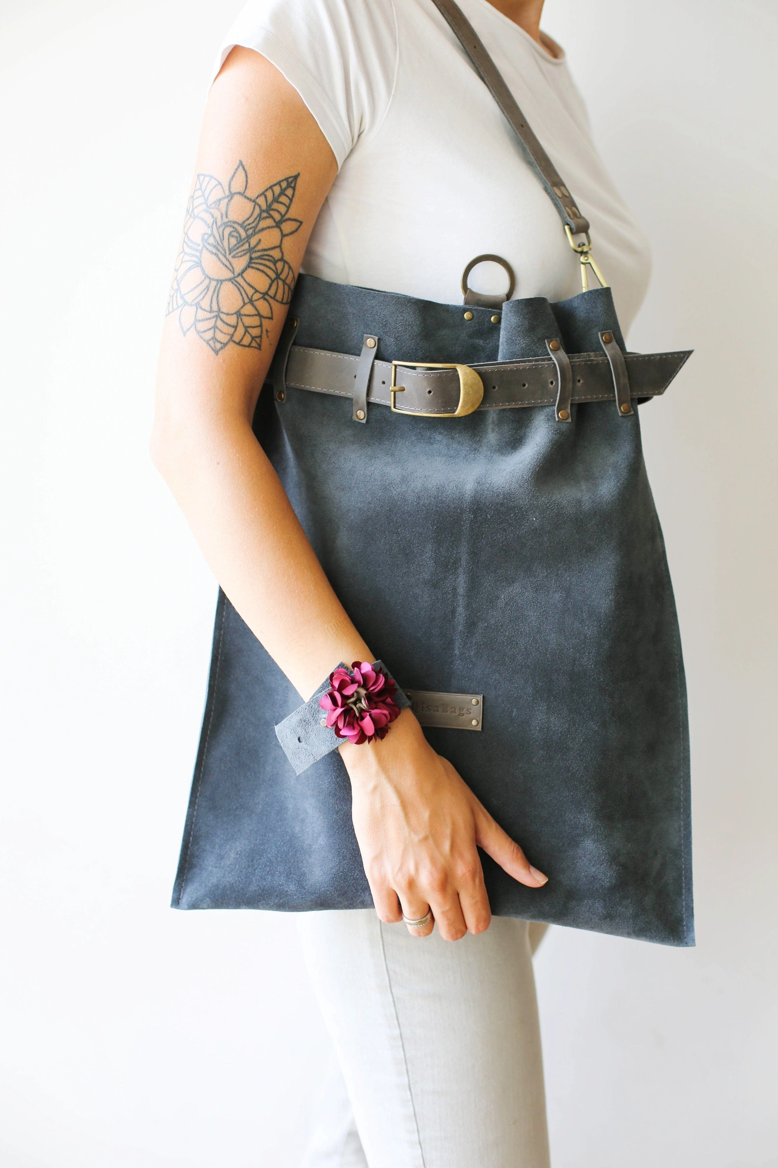 Gray Suede Backpack