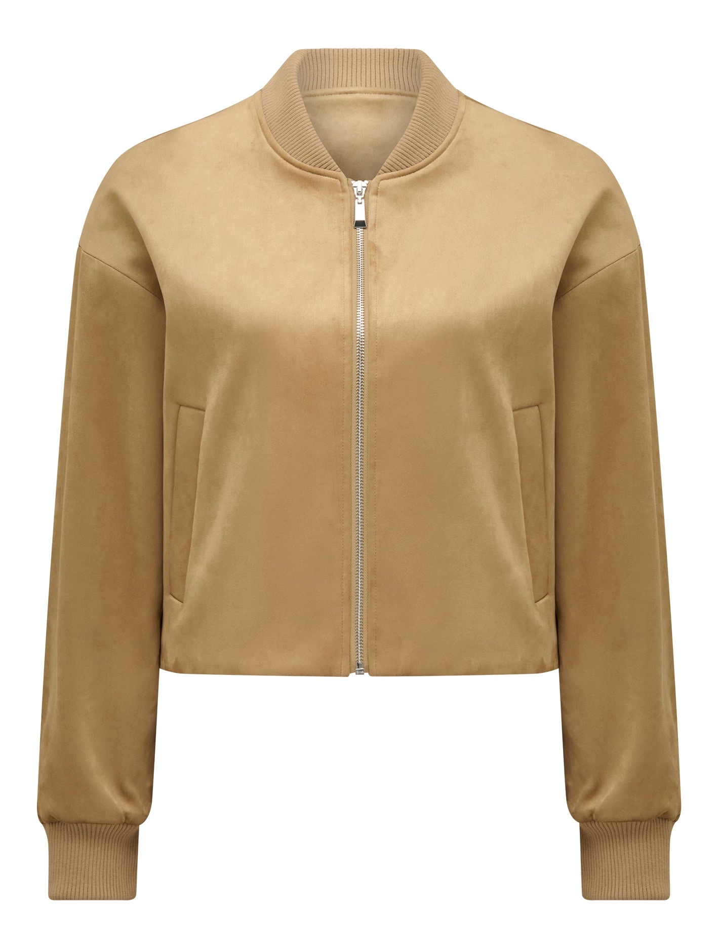 Hazel Vegan Suede Bomber Jacket