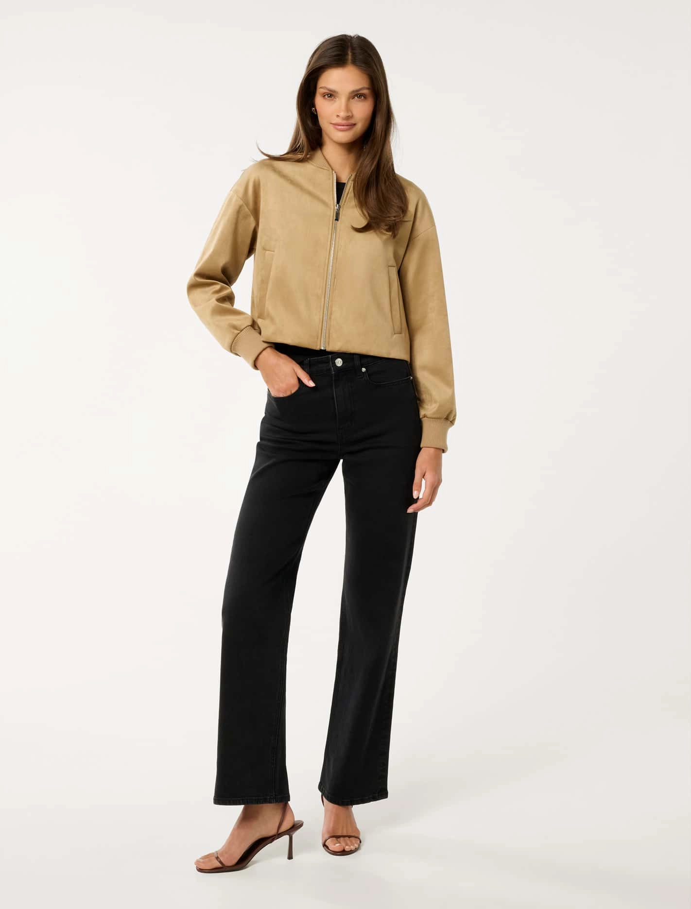 Hazel Vegan Suede Bomber Jacket