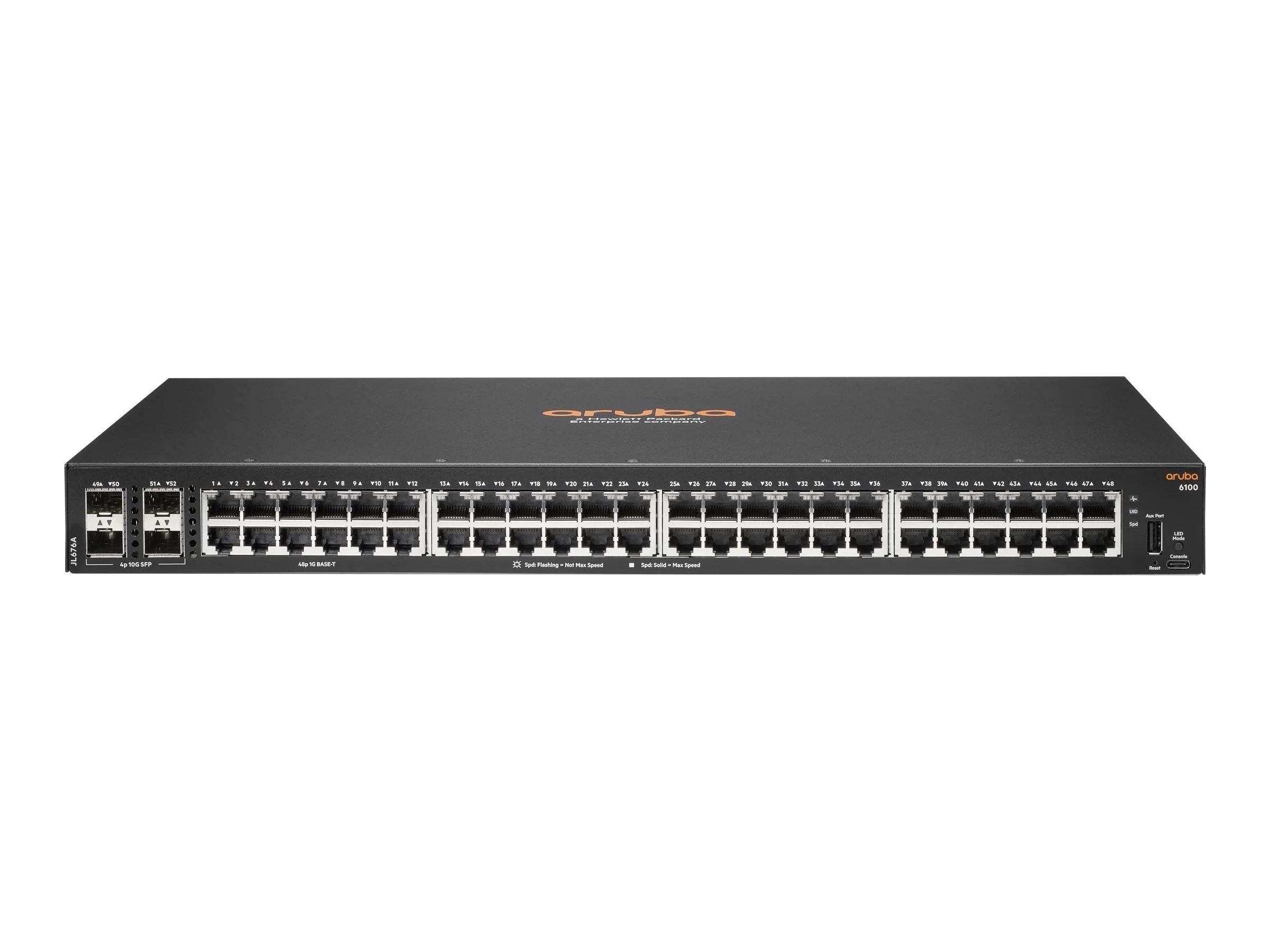 HPE Aruba 6100 48G 4SFP  Switch - Switch - managed - 48 x 10/100/1000   4 x 1 Gigabit / 10 Gigabit SFP  - side to side airflow JL676A#ACJ