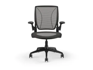 Humanscale Diffrient World - Chair - task - ergonomic - armrests - L-shaped - tilt - swivel - Pinstripe mesh - black W11BN10N10SHNSC