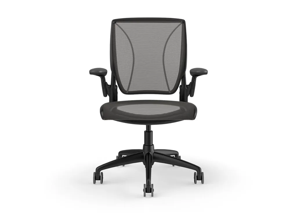 Humanscale Diffrient World - Chair - task - ergonomic - armrests - L-shaped - tilt - swivel - Pinstripe mesh - black W11BN10N10SHNSC