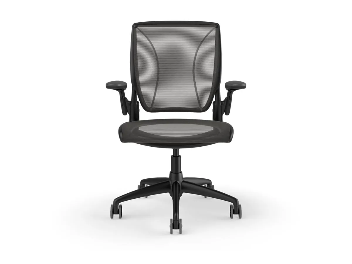 Humanscale Diffrient World - Chair - task - ergonomic - armrests - L-shaped - tilt - swivel - Pinstripe mesh - black W11BN10N10SHNSC
