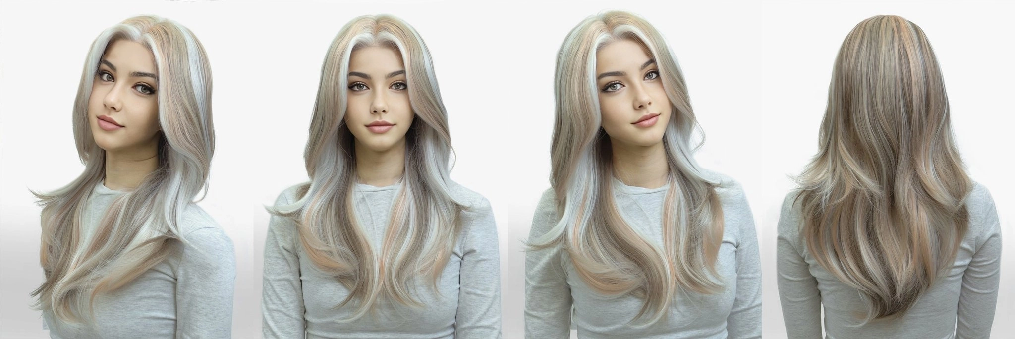IMstyle Aria calico style grey beige blonde layer cut T-part lace front Glueless wigs TK126-2479