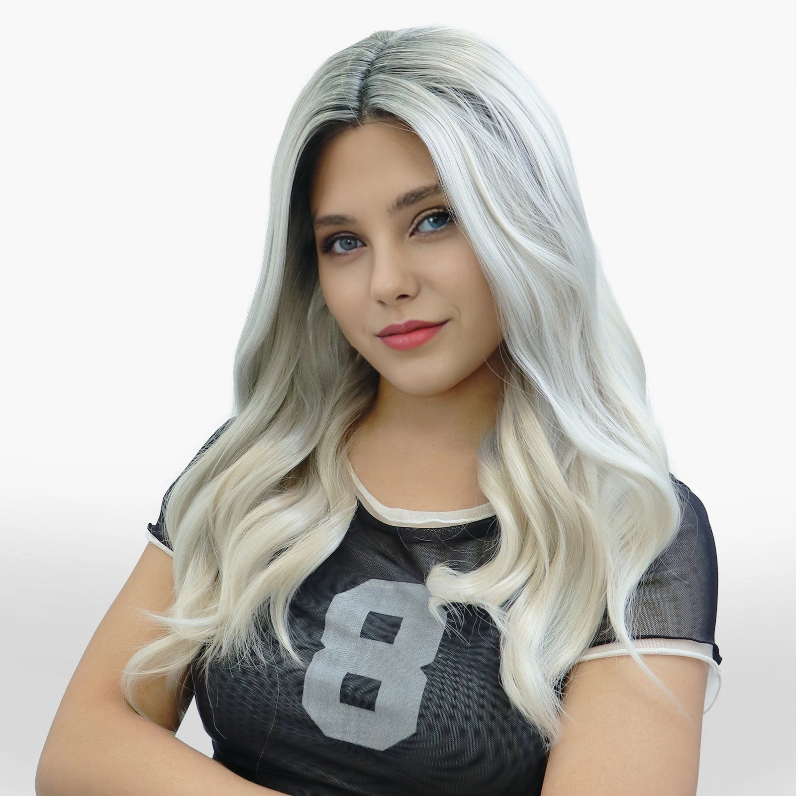 IMstyle Bonnie Ashy Grey T Parting with rooting Natural Glueless Lace Front Wig-TK115-2433