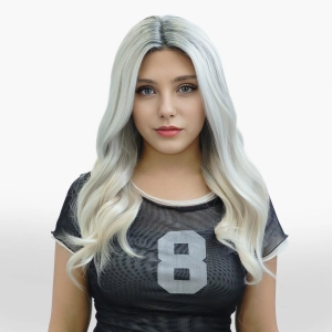 IMstyle Bonnie Ashy Grey T Parting with rooting Natural Glueless Lace Front Wig-TK115-2433