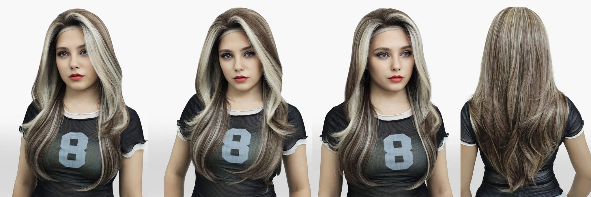 IMstyle Bonnie Ashy Grey T Parting with rooting Natural Glueless Lace Front Wig-TK115-2433