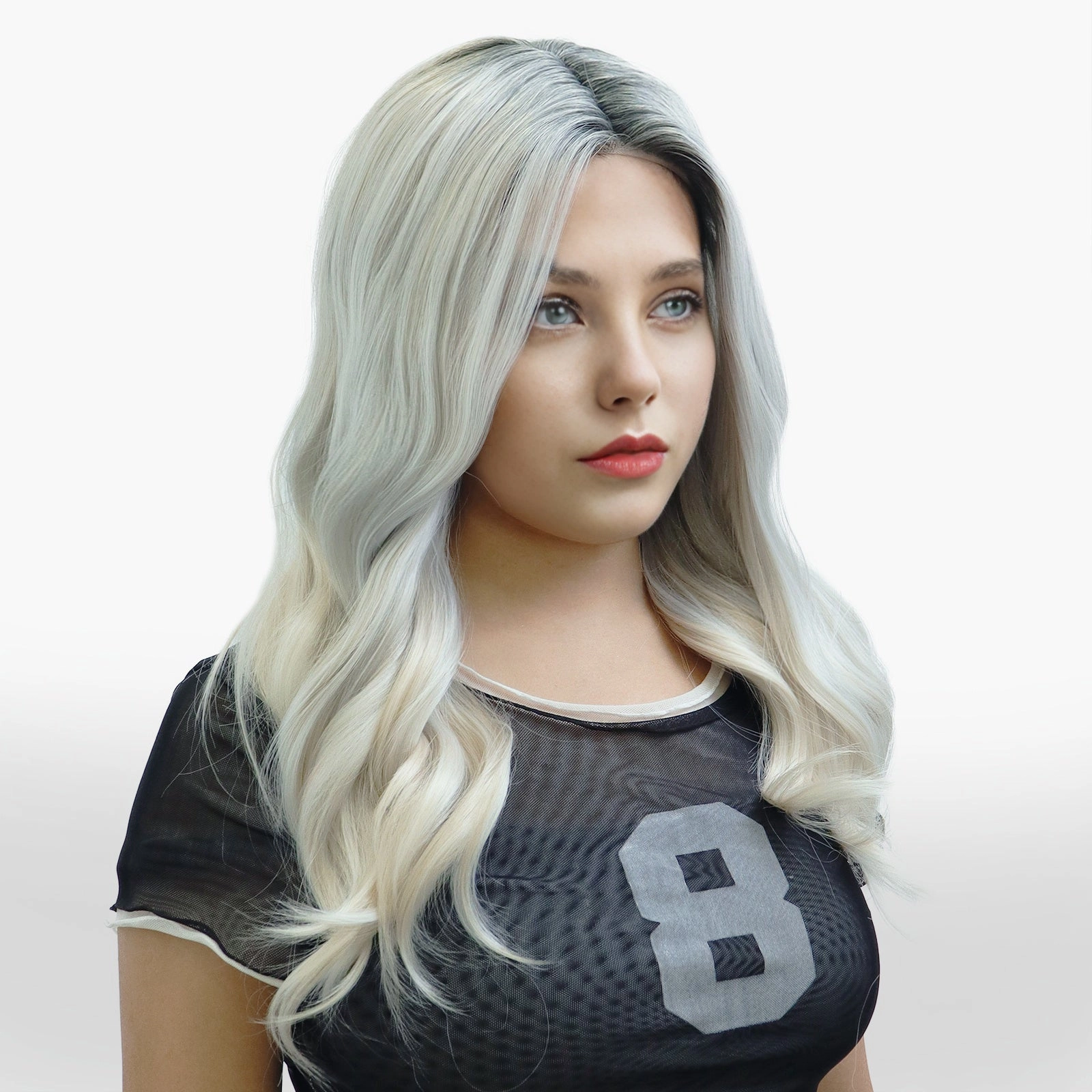 IMstyle Bonnie Ashy Grey T Parting with rooting Natural Glueless Lace Front Wig-TK115-2433