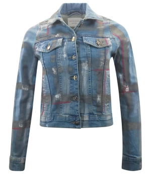 Light Blue / Brown Cotton Barbara Slim Jean Jacket