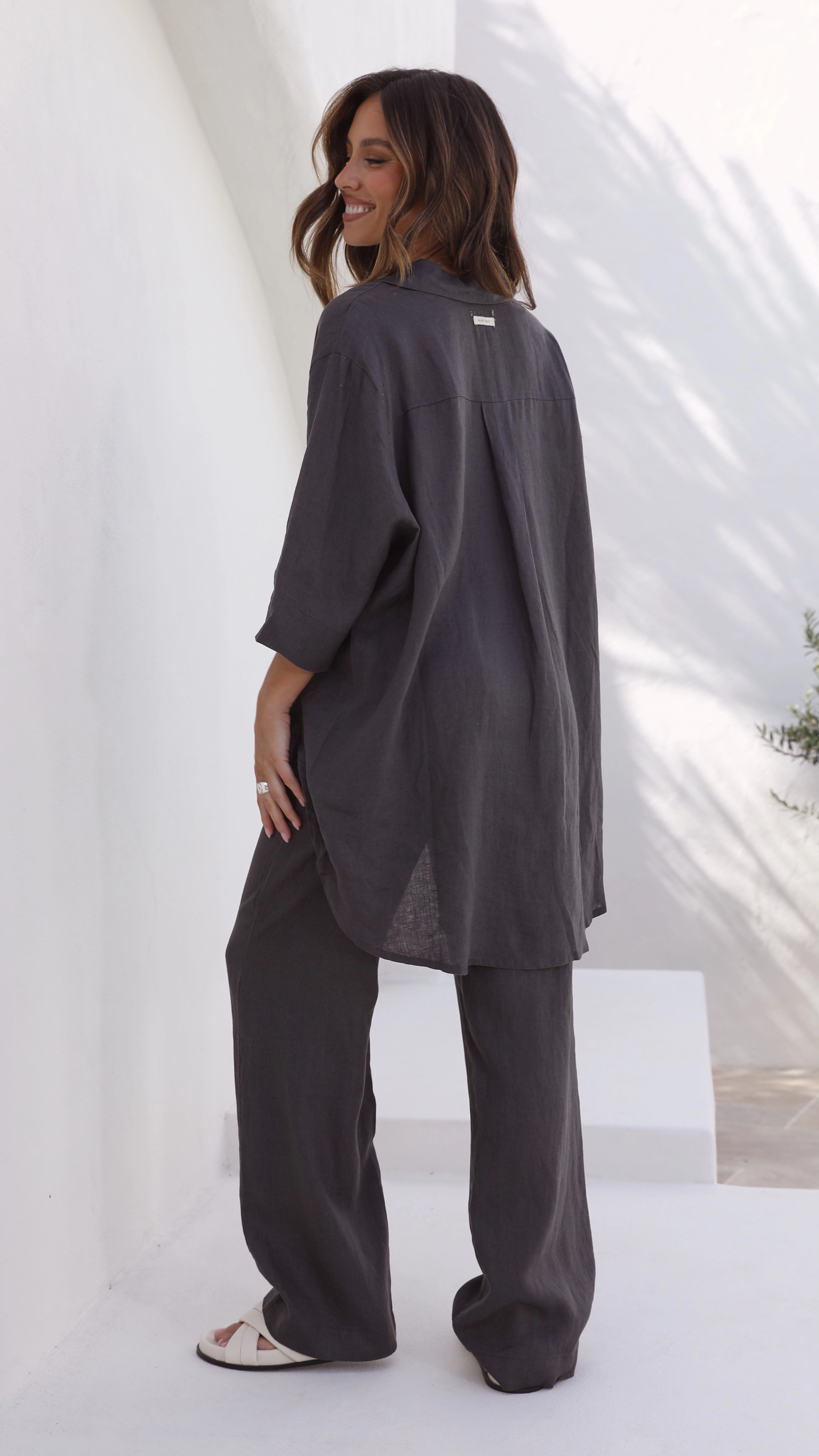 Linen Lounge Pant - Coal