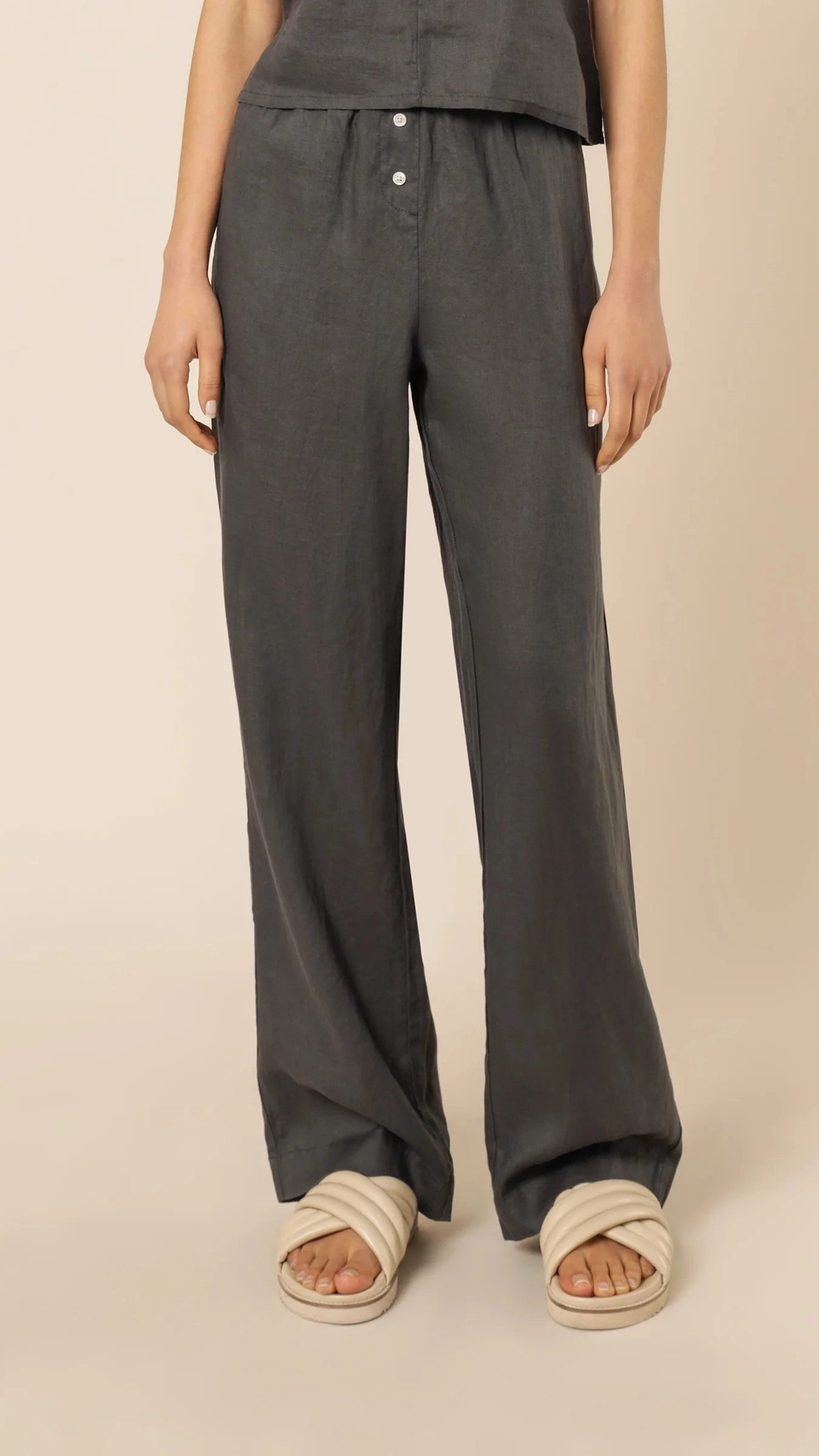 Linen Lounge Pant - Coal